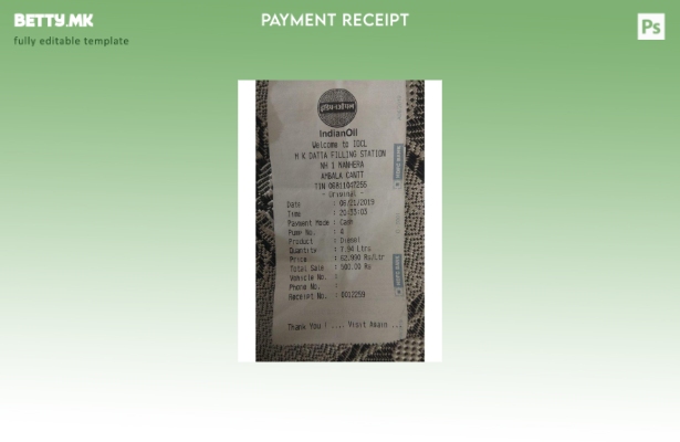 Модерен стил Шаблон за потврда за плаќање на индиската нафтена компанија